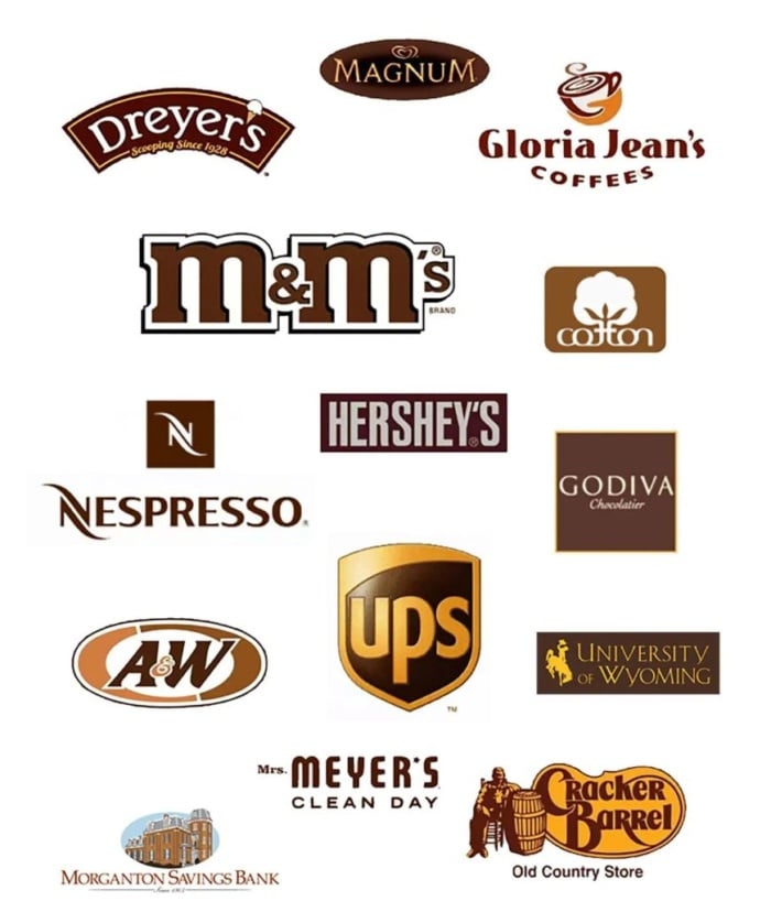 Brands using the color brown for dependability and earthiness. 
