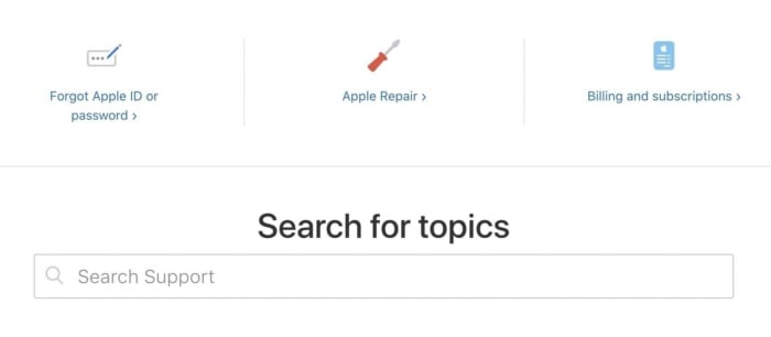 Apple search for topics feature on their website. 