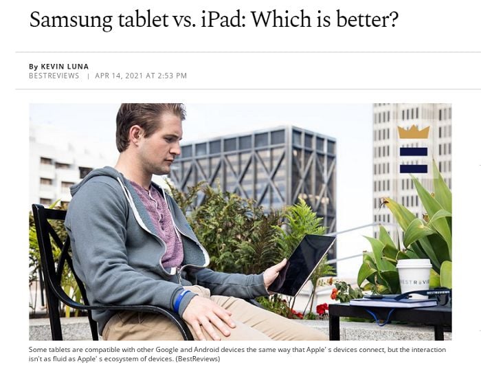 An article about Samsung tablet vs Ipads. 