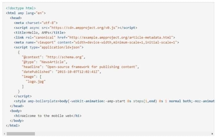 Accelerated Mobile Pages code in Google Search Console. 