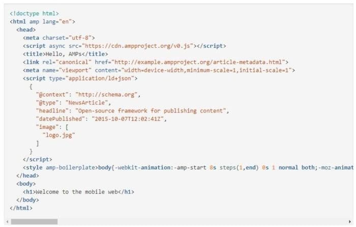 Accelerated Mobile Pages code in Google Search Console. 