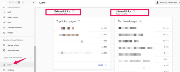 Links to your site in Google Search Console. 