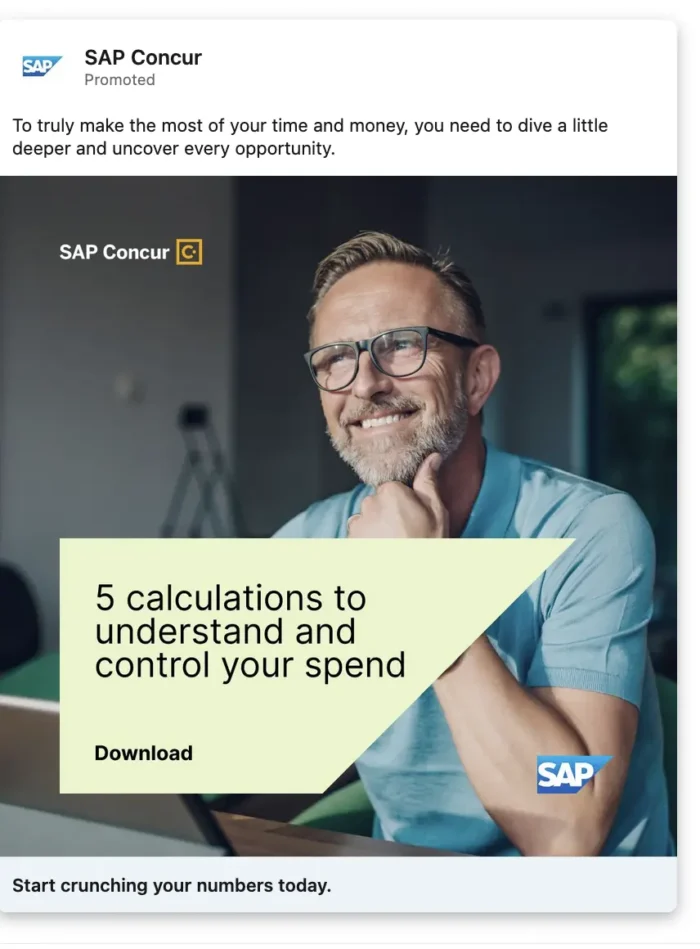 SAP Concur's Linkedin ads.
