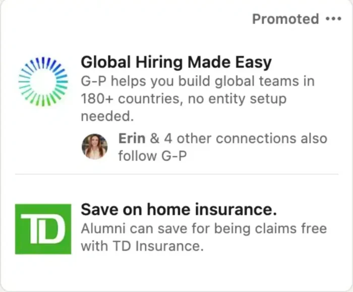 Text ads on Linkedin.