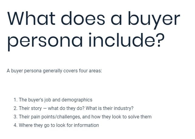 What does a buyer persona include?