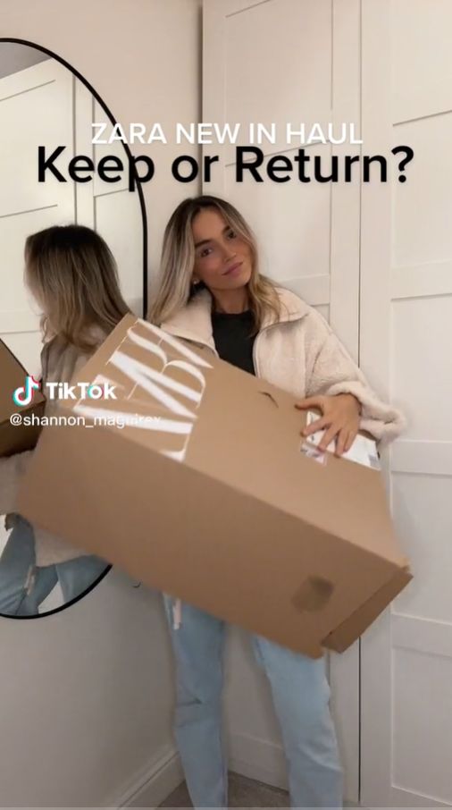 A tik tok influencer showing what they bought from Zara.