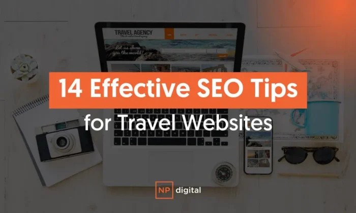 A graphic that says: 14 Effective SEO Tips for Travel Websites.