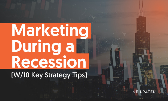 A graphic saying "Marketing During A Recession (W/10 Key Strategy Tips)