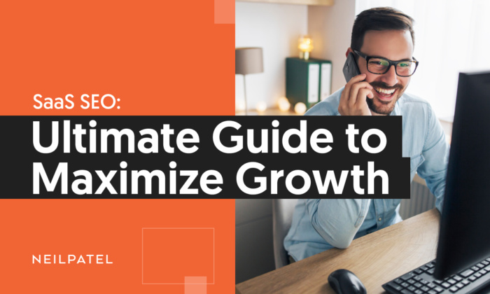 A graphic saying: SaaS SEO: Ultimate Guide to Maximize Growth