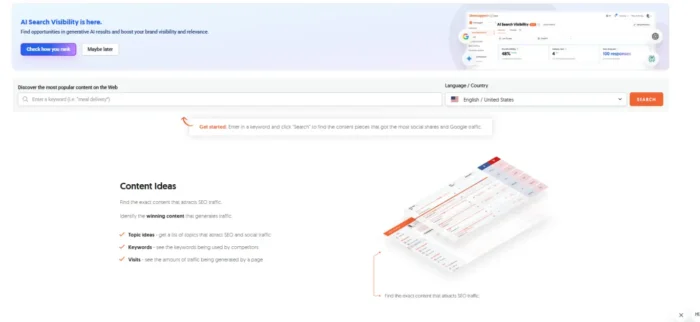Ubersuggest's interface.