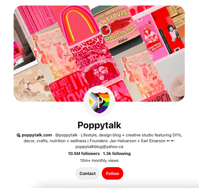 Poppytalk Pinterest profile