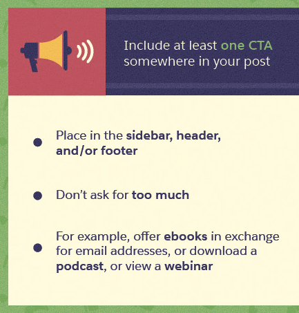 tip box to include at least one CTA in your blog posts 