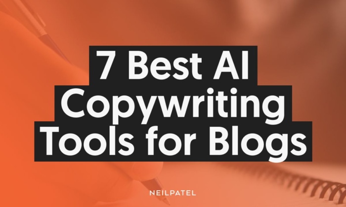 A graphic saying "7 Best AI Copywriting Tools for Blogs"