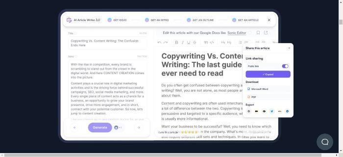 Writesonic's AI Copywriting tool. 