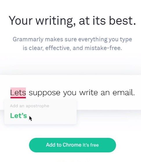 Content marketing tool Grammarly. 