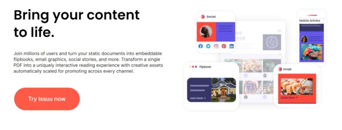 Content marketing tool Issuu. 