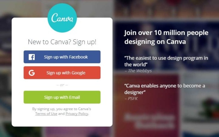 Content marketing tool Canva. 