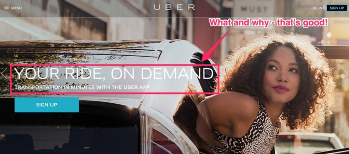 An Uber landing page targeting riders.