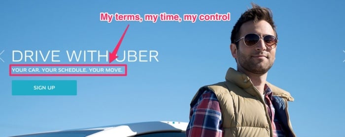 An Uber landing page targeting drivers.