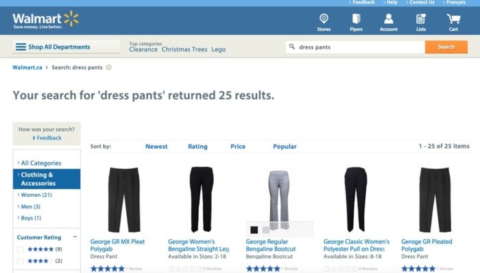 Walmart Canada's redesign.