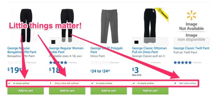 A UI change Walmart Canada implemented based on testing.