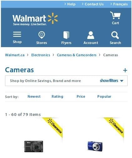 Walmart Canada's redesign for mobile.