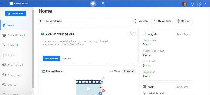 The Facebook Watch Creator Studio.