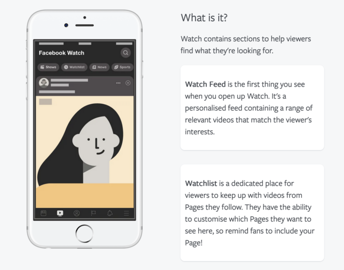 A graphic showing the Facebook Watchlist and Watch Feed.