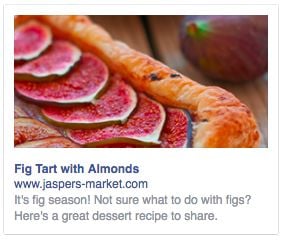 Facebook ad about a fig tart with almonds. 