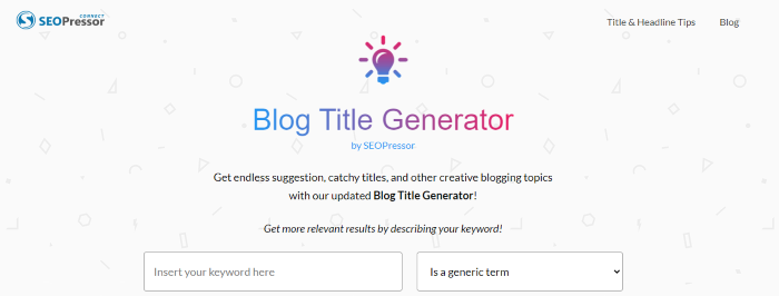 SEOPresser Title Generator's homepage.