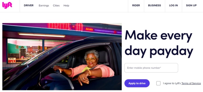 A form example from Lyft.