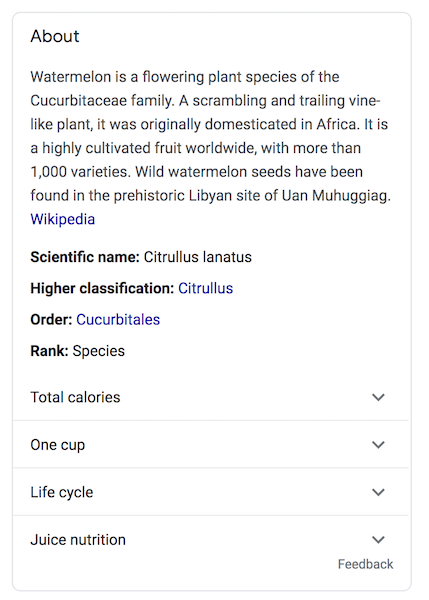 Google knowledge graph about watermelon. 