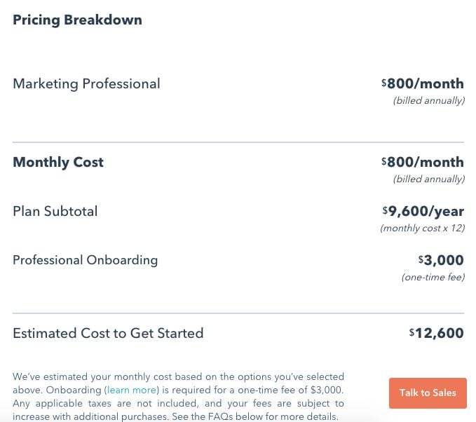 hubspot example growth hacking pricing