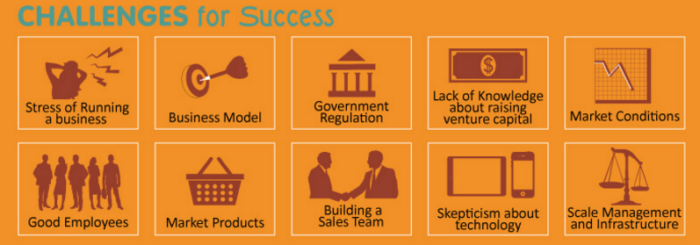 A graphic showcasing common challenges for business success.