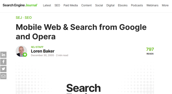 The SEJ article Mobile Web & Search from Google and Opera