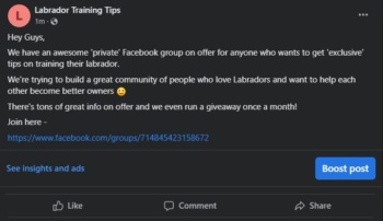 Growing a Facebook leaf without ads. 