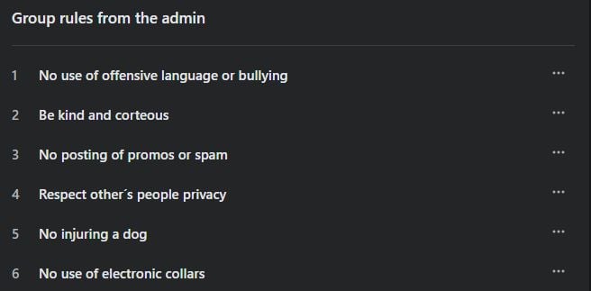 Group rules within a facebook group. 
