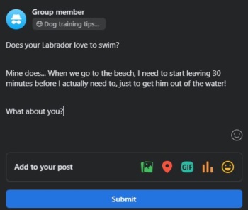 Group article asking a questions on Facebook groups. 