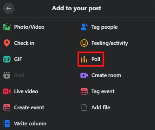 Using a poll in Facebook groups. 