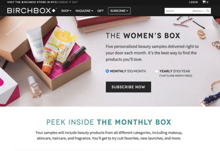 Birchbox's subscription model. 