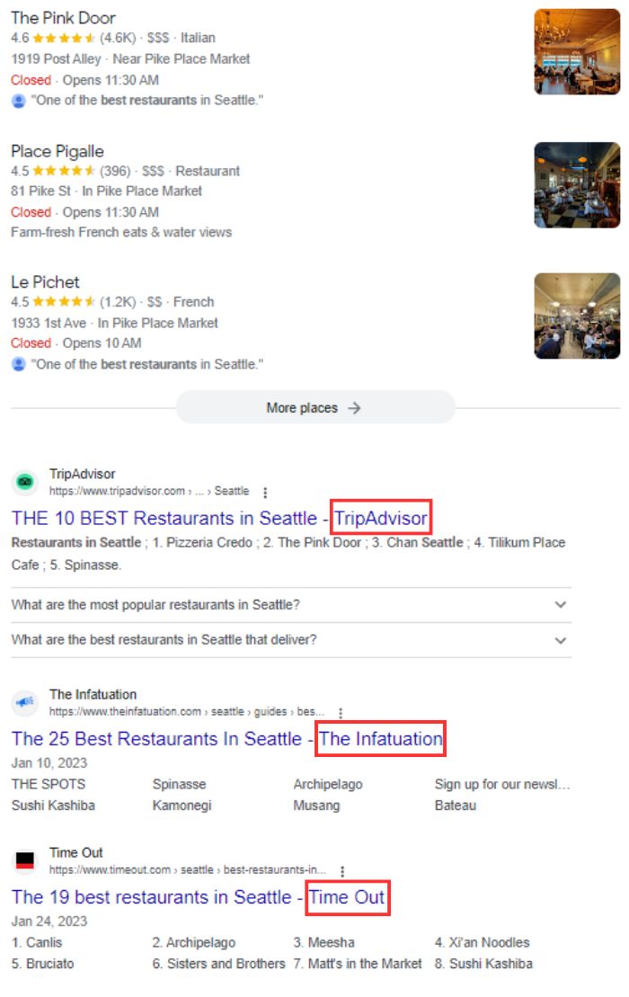 Best restaurants in seattle google results. 