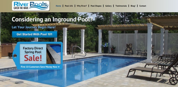 River pools homepage. 