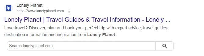 Google results for Lonely Planet. 