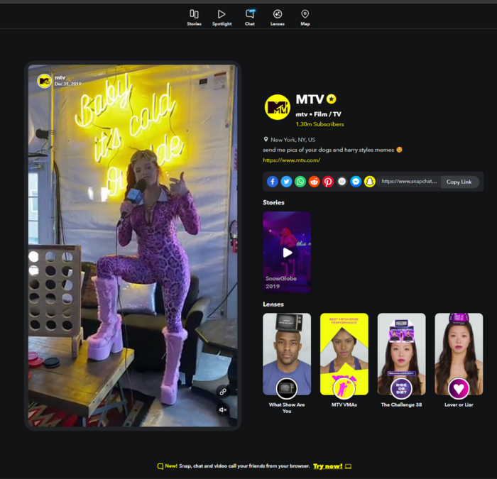 MTV's Snapchat Page