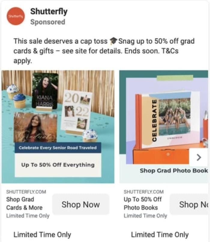 A Facebook ad from Shutterfly.