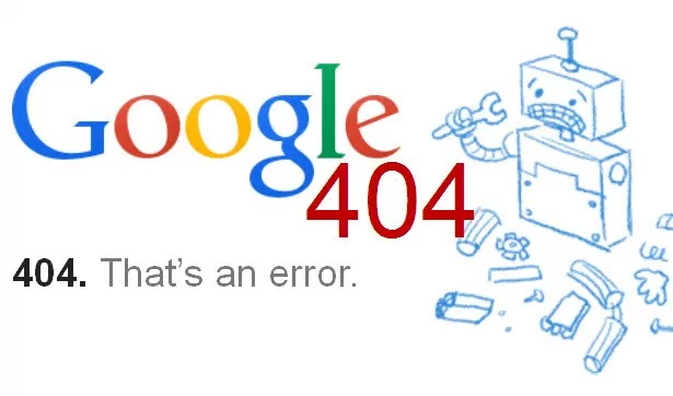 پیام خطای Google 404.