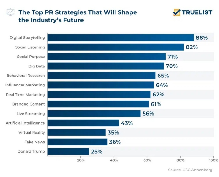 Chart showing the top PR strategies for the future of PR. 