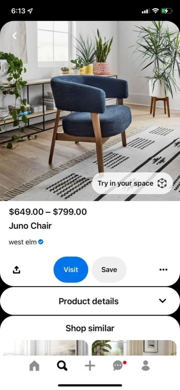 chair product post for sale on Pinterest