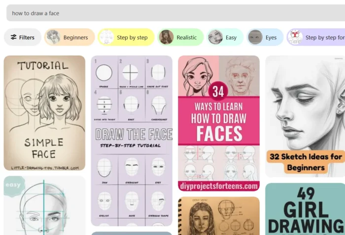 An example of an informational keyword being used to search Pinterest.
