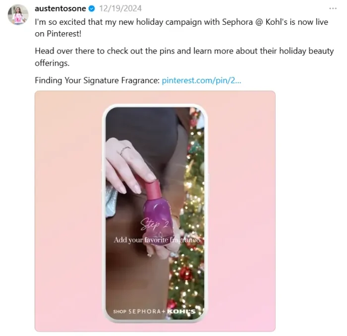 A screenshot of Threads user sharing Pinterest content